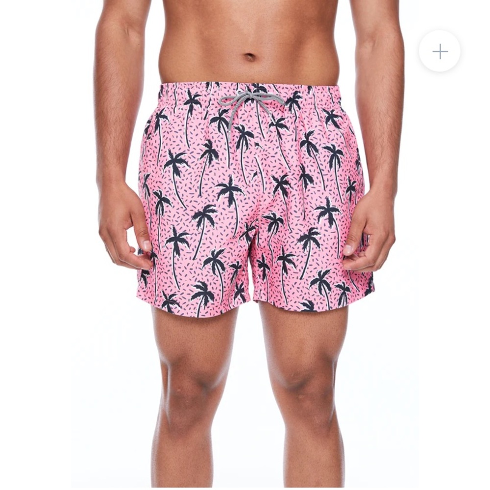 Boardies pink black palm tree drawstring swim trunks M